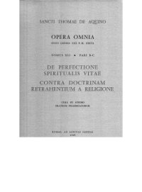 cover of the book De perfectione spiritualis vitae. Contra doctrinam retrahentum a religione