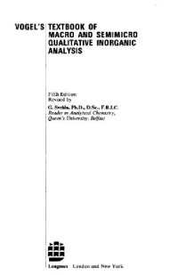 cover of the book Vogel's textbook of macro and semimicro qualitative inorganic analysis