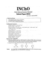 cover of the book INChO and NSEC Solutions 2012 to 2017 Indian National Chemistry Olympiad and National Standard Exam in Chemistry Questions and Solutions