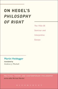 cover of the book On Hegel’s Philosophy of Right: The 1934-35 Seminar and Interpretive Essays