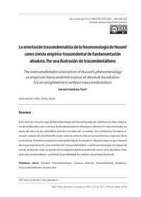 cover of the book La orientacion trascendentalista de la fenomenología de Husserl como ciencia empririco-trascendental de fundamentac absoluta. Por una ilustracion sin trascendentalism