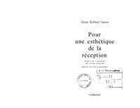 cover of the book Pour une esthétique de la réception