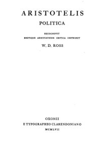 cover of the book Aristotelis Politica -  recognovit brevique adnotatione critica instruxit