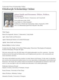 cover of the book Adam Smith and Rousseau: Ethics, Politics, Economics