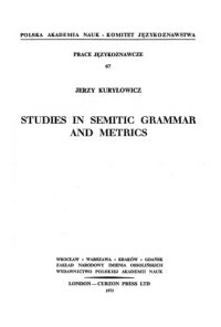 cover of the book Studies in semitic grammar and metrics