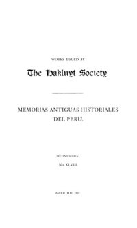 cover of the book Memorias Antiguas Historiales del Peru