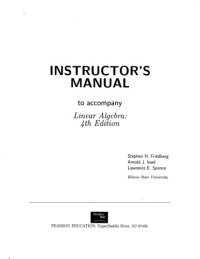 cover of the book Instructor’s Solutions Manual to accompany Linear Algebra: 4th Edition