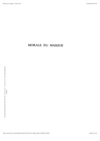 cover of the book Morale du masque, Merveilleux, Zazous, Dandys, Punks, etc.