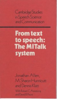 cover of the book From text to speech : the MITalk system