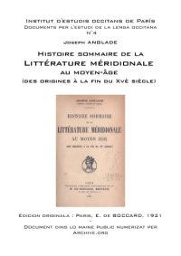 cover of the book Histoire sommaire de la littérature méridionale au moyen-âge  (des origines à la fin du du XVè siècle)