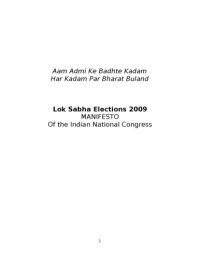 cover of the book Indian National Congress Manifesto for Lok Sabha Elections 2009