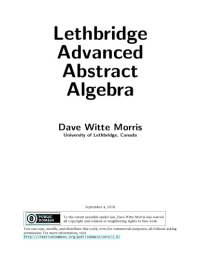 cover of the book Lethbridge Advanced Abstract Algebra