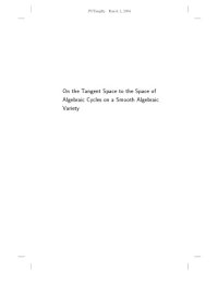 cover of the book On the Tangent Space to the Space of Algebraic Cycles on a Smooth Algebraic Variety