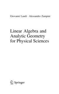 cover of the book Linear algebra and analytic geometry for physical sciences