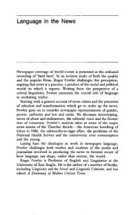 cover of the book Language in the News: Discourse and Ideology in the Press