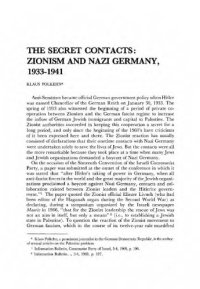 cover of the book The Secret Contacts - Zionism and Nazi Germany, 1933-1941