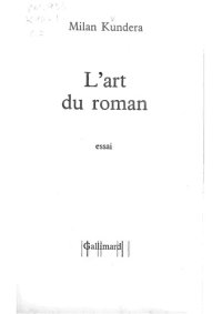 cover of the book L’art du roman : essai