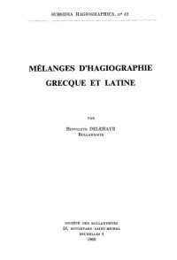 cover of the book Mélanges d’hagiographie grecque et latine