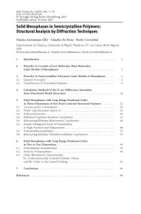 cover of the book Solid Mesophases in Semicrystalline Polymers: Structural Analysis by Diffraction Techniques