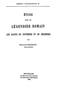 cover of the book Étude sur le légendier romain. Les saints de novembre et de décembre