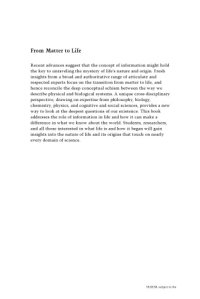 cover of the book From Matter to Life: Information and Causality