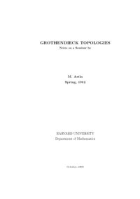 cover of the book Grothendieck topologies: Notes on a seminar. Spring, 1962