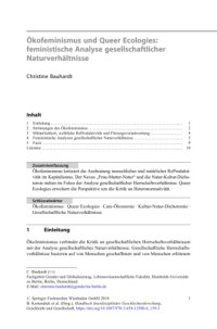 cover of the book Ökofeminismus und Queer Ecologies: feministische Analyse gesellschaftlicher Naturverhältnisse