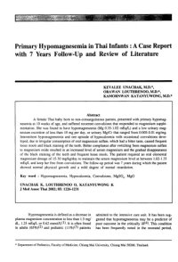 cover of the book Primary hypomagnesemia in Thai infants: a case report with 7 years follow-up and review of literature