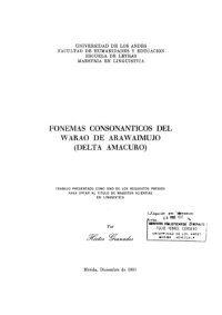 cover of the book Fonemas consonánticos del Warao de Arawaimujo (Delta Amacuro)