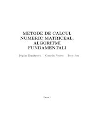 cover of the book METODE DE CALCUL NUMERIC MATRICEAL. ALGORITMI FUNDAMENTALI