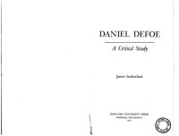 cover of the book Daniel Defoe: A Critical Study