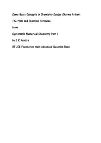 cover of the book Some Basic Concepts in Chemistry Sanjay Sharma Arihant The Mole and Chemical Formulae from Systematic Numerical Chemistry Part 1