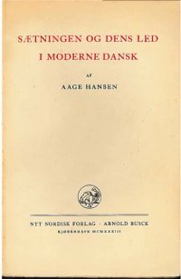 cover of the book Sætningen og dens led i moderne dansk