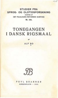 cover of the book Tonegangen i Dansk Rigsmaal