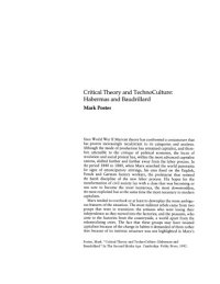 cover of the book Critical Theory and TechnoCulture: Habermas and Baudrillard