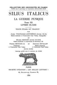 cover of the book Silius Italicus: La Guerre punique, Tome III: Livres IX-XIII