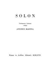 cover of the book Solon: testimonia veterum