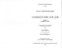 cover of the book Commentaire sur Job, Chapitres I-XIV, tome I