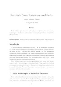 cover of the book Sobre Anéis Primos, Semiprimos e suas Relações