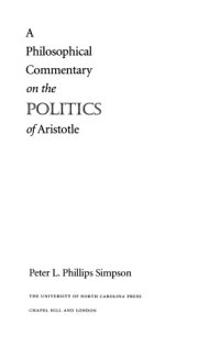 cover of the book A Philosophical Commentary on the Politics of Aristotle