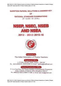 cover of the book NSEC 2012-13 to 2015-16 Question Answers and Solutions of National Standard Examinations in Chemistry Olympiad India by IAPT Indian Association of Physics Teachers useful for IIT JEE