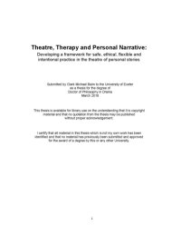 cover of the book Theatre, Therapy and Personal Narrative: Developing a framework for safe, ethical, flexible and intentional practice in the theatre of personal stories