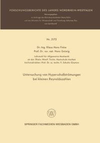 cover of the book Untersuchung von Hyperschallströmungen bei kleinen Reynoldszahlen