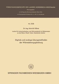 cover of the book Digitale und analoge Lösungsmethoden der Wärmeleitungsgleichung