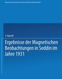 cover of the book Ergebnisse der Magnetischen Beobachtungen in Seddin im Jahre 1931