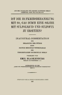 cover of the book Ist die Hufkrebsbehandlung mit SO2-Gas durch eine solche mit Sulfoliquid und Sulfofix zu ersetzen?