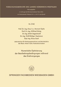 cover of the book Numerische Optimierung der Bearbeitungsbedingungen während des Drehvorganges