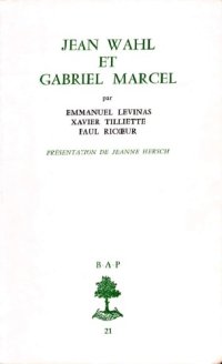 cover of the book Jean Wahl et Gabriel Marcel