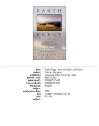 cover of the book Earth Elegy: New and Selected Poems