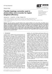 cover of the book Flexible topology converter used in photovoltaic micro-inverter for higher weighted-efficiency